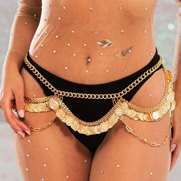 🆕Women Gold Coin Waist Chain Layered Belly Chain Beach Bikini Body Chain - Picture 10 of 10